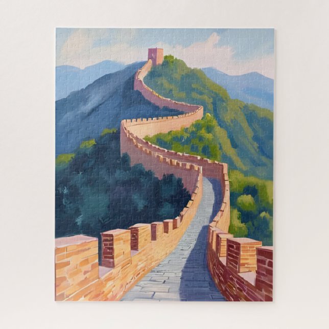Große Mauer Chinas Gemälde Wasserfarbe (Vertikal)
