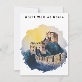 Große Mauer Chinas Reise Wasserfarbe Postkarte