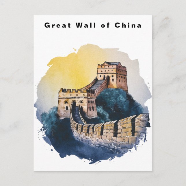 Große Mauer Chinas Reise Wasserfarbe  Postkarte (Vorderseite)