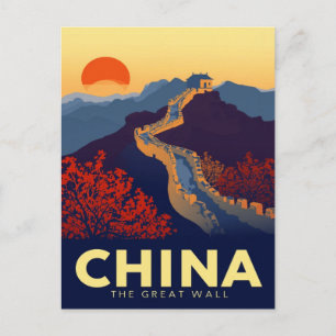 Große Mauer Chinas Sonnenuntergang Postkarte