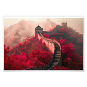Große Mauer der China im Herbst - Landschaftlich R Fotodruck