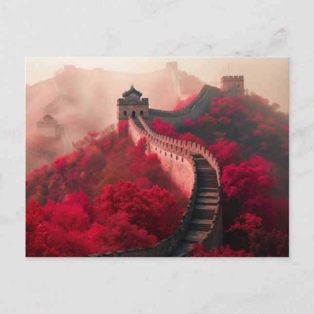 Große Mauer der China im Herbst - Landschaftlich R Postkarte (Vorderseite)