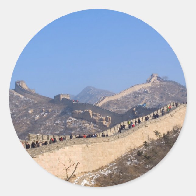 Große Mauer der China im Winter Runder Aufkleber (Vorderseite)