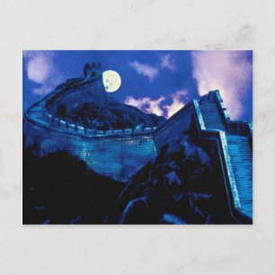 Große Mauer der China mit dem Mond Postkarte