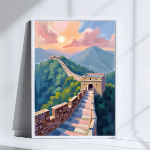 Große Mauer der China   Reisebild Poster