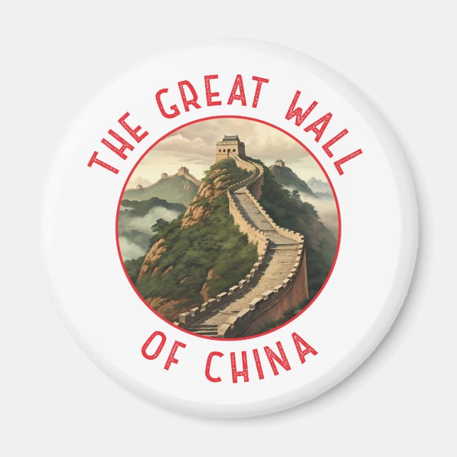 Große Mauer der China Retro-Distressed Circle Magnet (Vorne)