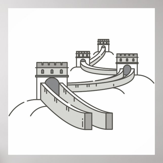 Große Mauer der Sehenswürdigkeit der China Poster (Vorne)