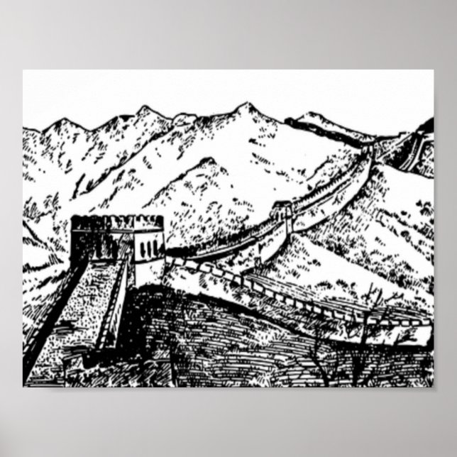 große Mauer der zeichnend China Poster (Vorne)
