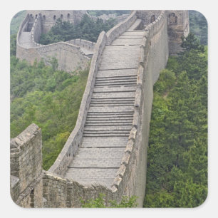 Große Mauer, Jinshanling, China Quadratischer Aufkleber
