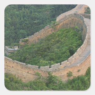 Große Mauer von China bei Jinshanling, China. Quadratischer Aufkleber