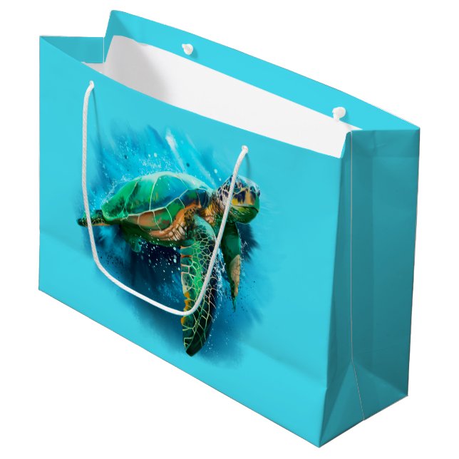 Große Meeresschildkröte Geschenktüte (Vorderseite Schrägansicht)