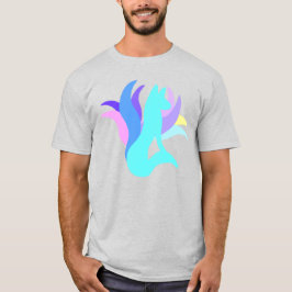 Große mehrfarbige blaue Abstrakte Ninetails Fox T-Shirt