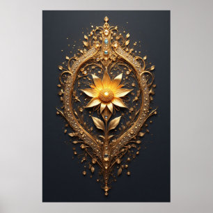 Große Metallische Blume Luxus für modernes Zuhause Poster