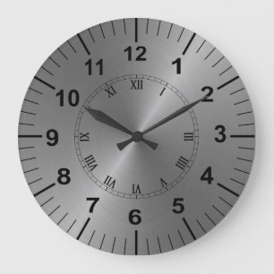 Große Metallwirkung Graue Küchenmauer Wanduhr