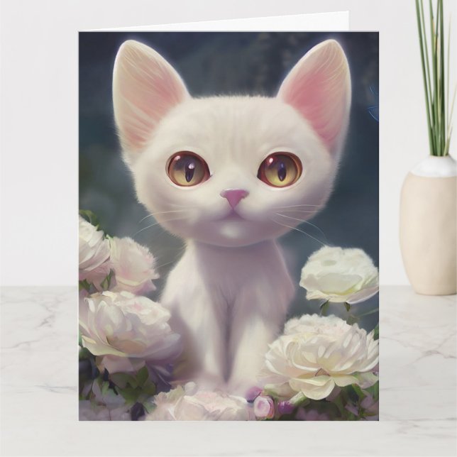 GROSSE MIT AUGEN NIEDLICHE CAT KITTEN KUNST BIG BI KARTE (Vorderseite)