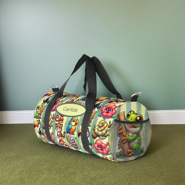 Große Mit Augen Rainforest Cartoon Freunde Duffle Bag (Von Creator hochgeladen)