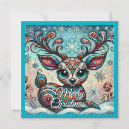 Große Mit Augen Weihnachtsstätte Rentierkunst Pers Feiertagskarte