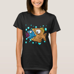 GROSSE MITTLERE KLEINE FISCHE ESSENDE Nahrungskett T-Shirt