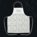 Größe modern minimalbotanisch elegant personalisie schürze<br><div class="desc">Moderne minimale grüne Schrift personalisierte Schürze. Handgemalte Eukalyptus,  minimales Laub und moderne rustikale Rattanköpfe verleihen diesem Design ein luxuriöses Ambiente. In klassischen Grüntönen,  Braun,  Schwarz,  Salbei grün und Grau.</div>