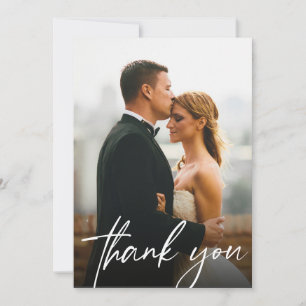 Große, moderne Fotos für 2 Hochzeiten Dankeskarte