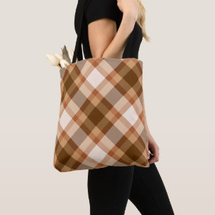 Große moderne Karierte, braune, beige, kopfische u Tasche