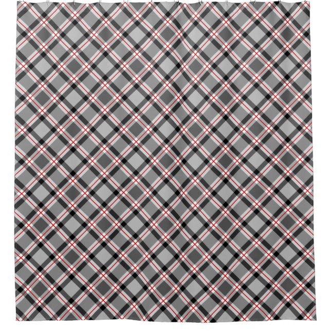 Große moderne Karierte, schwarze, weiße, graue und Duschvorhang (Vorderseite)