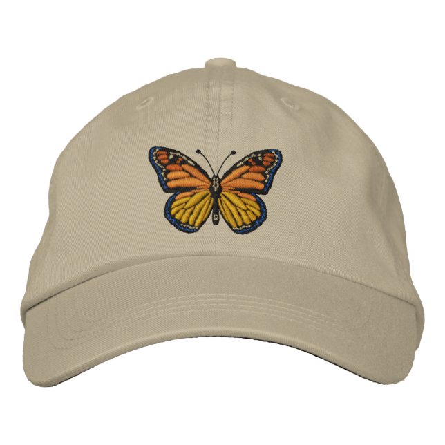 Große Monarchen-Schmetterlingstickerei Bestickte Baseballkappe (Vorderseite)