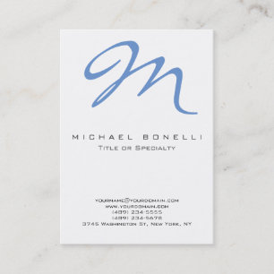 Große monogram Blue Calligraphy Business Card Visitenkarte