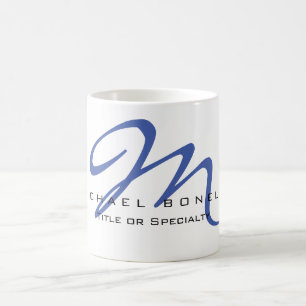 Große Monogram Blue Calligraphy Ihr Name Michael Kaffeetasse