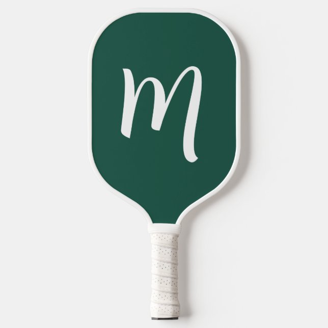 Große Monogram Elegant Script Smarald Green Pickleball Schläger (Vorderseite)