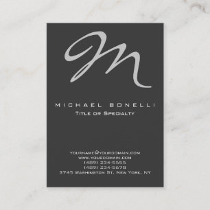 Große Monogramm-Graukalligraphie-Visitenkarte Visitenkarte