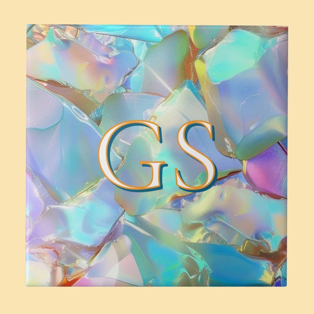 Große Monogramm oder Name auf Opal Fliese (Von Creator hochgeladen)