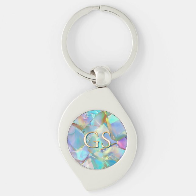 Große Monogramm oder Name auf Opal Schlüsselanhänger (Vorderseite)