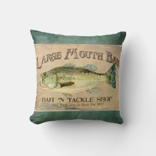 Große Mouth Bass Angelsee Cabin Decke Blau Kissen