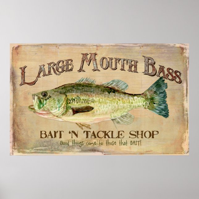 Große Mouth Bass Bait in Tackle Lake Deco Poster (Vorne)