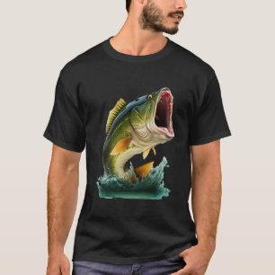 Große Mouth Bass explodiert aus dem Wasser T-Shirt