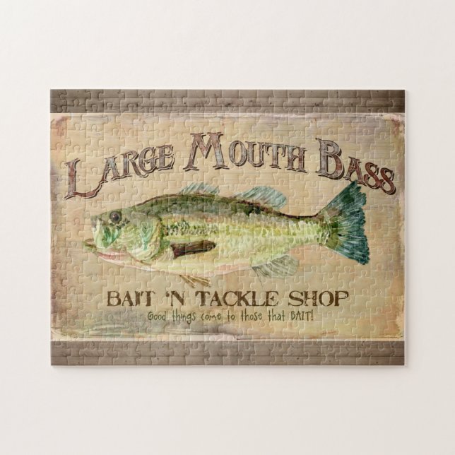 Große Mouth Bass Fisherman Cabin Wood Boards (Horizontal)