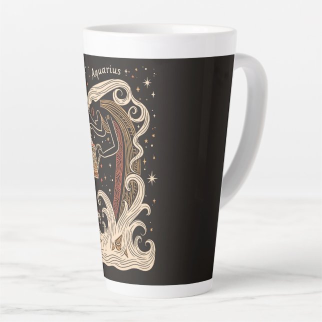 Grosse Mug latte Aquarius Zodiaque céleste Art (Angle droit)