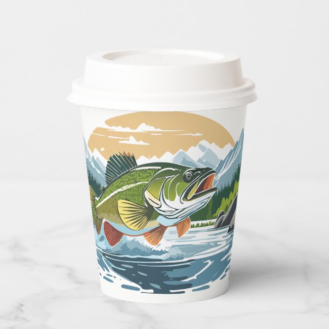 Große Mund Bass Strickwasseroberflächen Papier-Cup Pappbecher (Links)