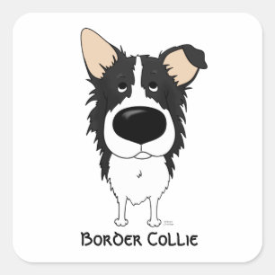 Große Nasen-Border-Collie Quadratischer Aufkleber