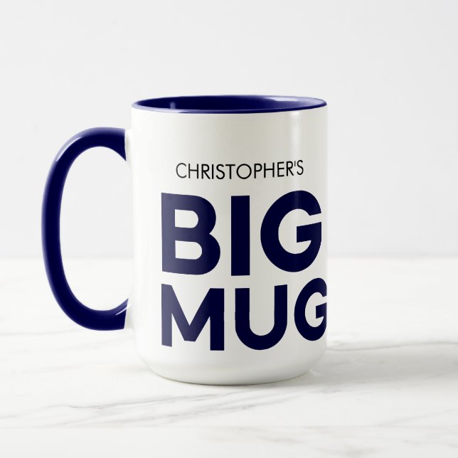 Große Navy-Tasse | Große Tasse | INDIVIDUELLE NAME (Links)