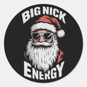 Große Nick Energie Lustige Santa Sonnenbrille Weih Runder Aufkleber