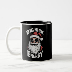 Große Nick-Energie Lustige Santa-Sonnenbrille Weih Zweifarbige Tasse
