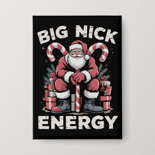 Große Nick Energie Lustiger Weihnachtsmann Weihnac Button