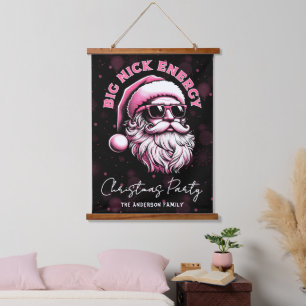 Große Nick Energie Santa Lustiges Weihnachten Xmas Wandteppich Mit Holzrahmen