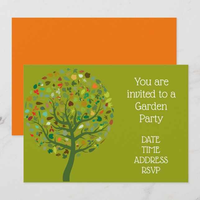 Große niedliche Gartenfunktion Party Einladung (Vorne/Hinten)