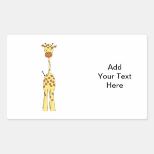 Große Niedliche Giraffe. Cartoon Animal. Rechteckiger Aufkleber