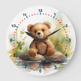 Große niedliche Teddy Bären-Wand-Uhr kuschelig Große Wanduhr