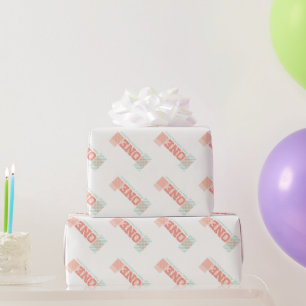 Große Nummer 1 Rosa Streifen Mädchen 1. Geburtstag Geschenkpapier