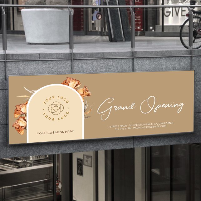 Große Öffnung des Retro Arch Blume Business Logo Banner (Retro Arch Flower Business Logo Grand Opening Banner)